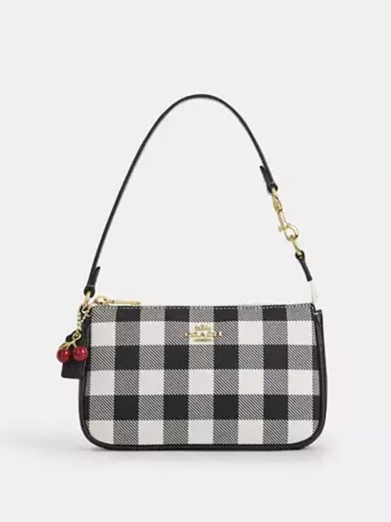 Coach Handbags - Coach Nolita 19 With Gingham Print And Charm CEN01 Gold/Black Multi